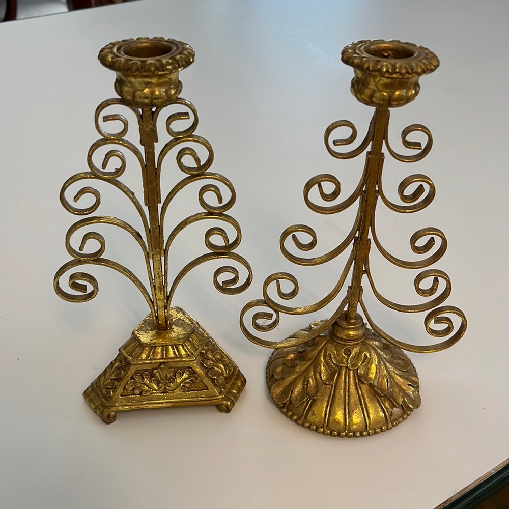 Pair of Gold Ornate Candle holders sticks